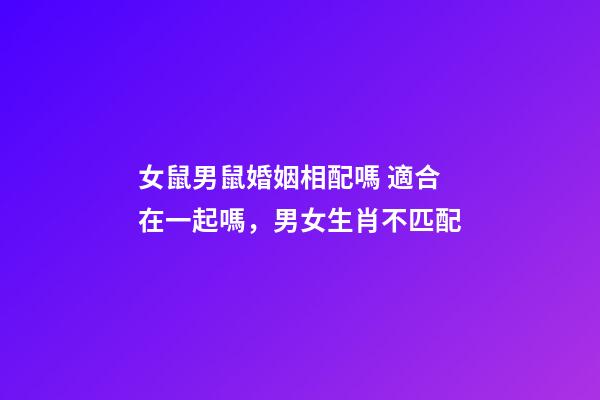 女鼠男鼠婚姻相配嗎 適合在一起嗎，男女生肖不匹配-第1張-觀點-玄機派